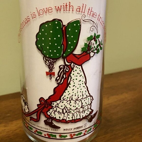 Vintage Holly Hobbie Coke Christmas Glass Cat Christmas - Picture 3 of 9